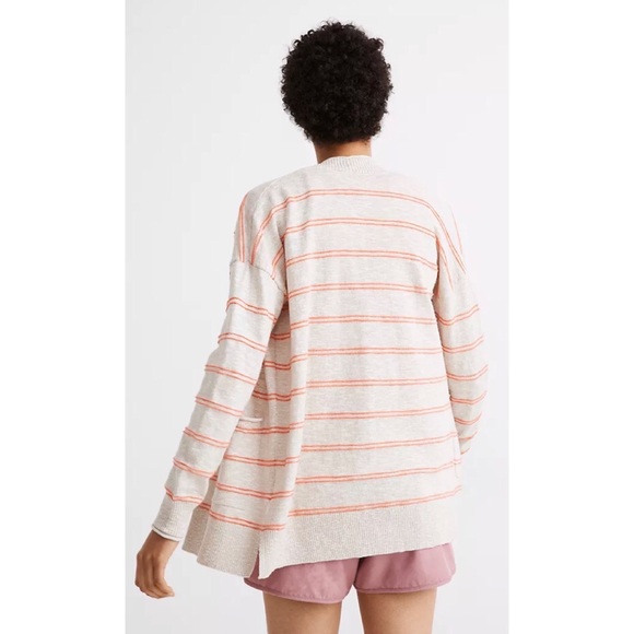 Madewell Bradley Cardigan Sweater in Textured Stripe Oatmeal M - Picture 2 of 8